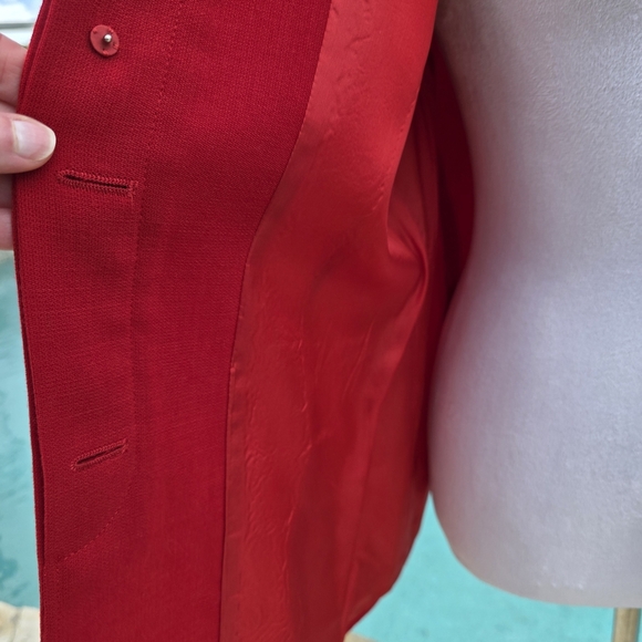Vintage Genny Made In Italy 100% Wool Red Blazer With Beaded Buttons- SZ 10 - Picture 8 of 16